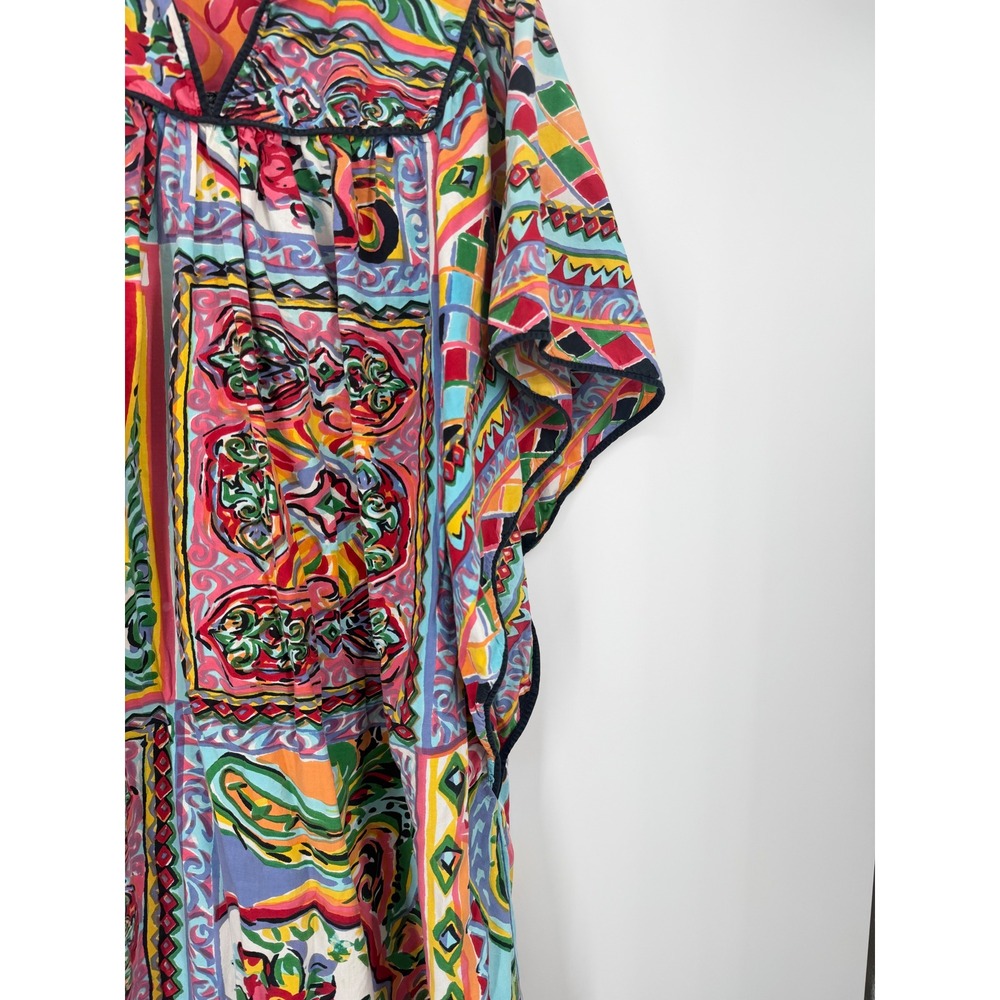 Go Softly Womens Patio Dress Cotton One Size Colorful Summer Floral Relax - Picture 6 of 10